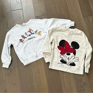 Zara Kids White and Hanna Anderson Cream Disney Sweatshirt Bundle